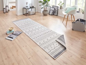 Chodnik dwustronny szary , płasko tkany, sznurkowy, zewnętrzno-wewnętrzny Bougari  80x250cm