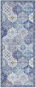 Chodnik granatowy płasko tkany w stylu VINTAGE ,Elle Decor Kashmir Ghon  80x200cm