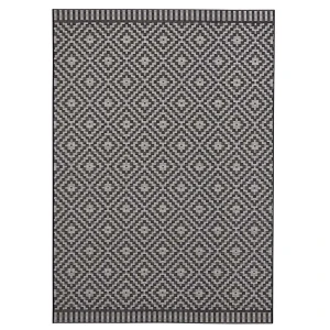 Dywan czarno-biały  płasko tkany sizal, zewnętrzno-wewnętrzny Tapeso Breeze 80x150cm