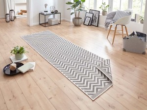 Chodnik dwustronny beżowo-szary , płasko tkany, sznurkowy, zewnętrzno-wewnętrzny Bougari Palma  80x250cm