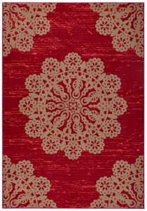 Nowoczesny czerwony dywan do salonu z miękkim włosem wzór mandala Hanse Home 120x170cm