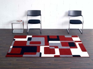 Nowoczesny czerwono kremowy dywan do salonu z miękkim włosem Hanse Home 120x170cm