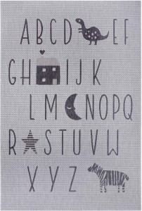 Szary dywan typu sizal ,płasko tkany na taras, zewnętrzno wewnętrzny Tapeso Alfabet  160x230