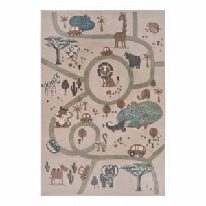Dywan dziecięcy 160x235cm Hanse Home, beżowy dywan z motywem safari