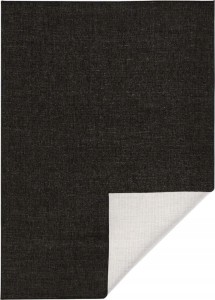 Dywan na taras 160x230cm dwustronny, zewnętrzno-wewnętrzny NORTHRUGS/BOUGARI MIAMI- czarno  kremowy sznurkowy, płasko tkany