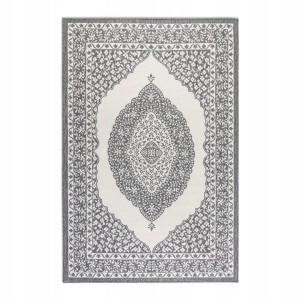 Dywan na taras 160x230cm dwustronny, zewnętrzno-wewnętrzny ELLE DECOR MEEKLY- szaro kremowy sznurkowy, płasko tkany