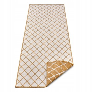 Chodnik 80x350cm Northrugs MALAGA- żółto kremowy,  płasko tkany, sznurkowy ,dwustronny,zewnętrzno-wewnętrzny