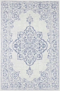 Dywan na taras 200x290cm- Northrugs TILOS ,kremowo niebieski dywan zewnętrzno-wewnętrzny, płasko tkany typu sizal