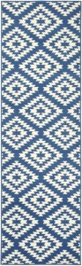 Chodnik na korytarz, przedpokój 80x350cm-Hanse Home Basic z krótkim miękkim włosem, niebiesko kremowy