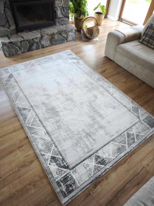 Ekskluzywny gruby Dywan SETA HALI, pluszowy wzór loftowy do salonu 160x230cm,kremowo szary