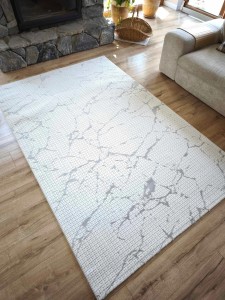 Ekskluzywny gruby Dywan SETA HALI, pluszowy wzór loftowy do salonu 160x230cm,kremowo szary