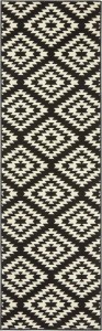 Chodnik na korytarz, przedpokój 80x300cm-Hanse Home Basic z krótkim miękkim włosem, czarno kremowy