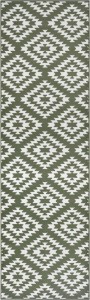 Chodnik na korytarz, przedpokój 80x350cm-Hanse Home Basic z krótkim miękkim włosem, zielono kremowy