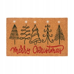 Dywanik,wycieraczka antypoślizgowa, na gumowym spodzie,beżowa, typu KOKOS 40x70cm świąteczna MERRY CHRISTMAS