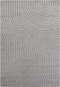 Dywan pluszowy do salonu 120x170cm-Elle DECORATION PANGLAO ,szary nowoczesny wzór w półkola
