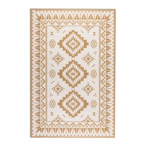 Dywan zewnętrzno-wewnętrzny na taras 120x170cm,dwustronny ,sznurkowy ELLE DECOR MINAS, żółto kremowy , płasko tkany