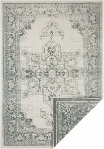 Dywan na taras 80x150cm NORTHRUGS BORDON- zielono kremowy, dwustronny płasko tkany,zewnętrzno-wewnętrzny