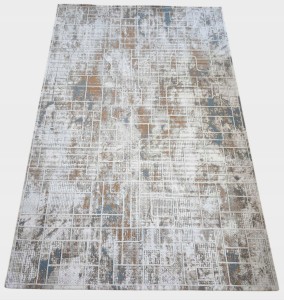 Ekskluzywny gruby Dywan SETA HALI, pluszowy wzór loftowy do salonu 160x230cm,szaro kremowo brązowo niebieski
