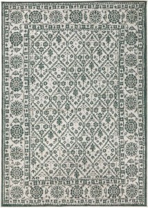 Dywan na taras 80x150cm NORTHRUGS CURACAO- zielono kremowy, dwustronny płasko tkany,zewnętrzno-wewnętrzny