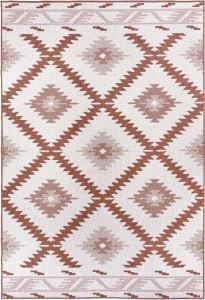 Dywan zewnętrzno-wewnętrzny na taras 120x170cm,dwustronny ,sznurkowy Northrugs MALIBU, brązowo kremowy , płasko tkany