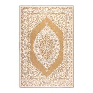 Dywan zewnętrzno-wewnętrzny na taras 120x170cm,dwustronny ,sznurkowy ELLE DECOR GEMINI, żółto kremowy , płasko tkany