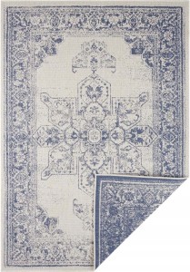 Dywan zewnętrzno-wewnętrzny na taras 120x170cm,dwustronny ,sznurkowy NORTHRUGS BORDON, niebiesko kremowy  , płasko tkany