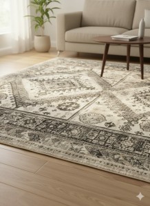 Dywan Garden Ridge 200x300 cm Beż / HV White – styl vintage, duży salon