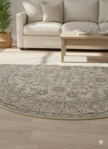 Dywan okrągły Vintage Classic beż / brąz 160 cm – styl orientalny