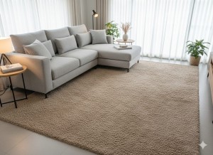 Dywan 250×260 cm – beżowy / cappuccino, miękki, antypoślizgowy