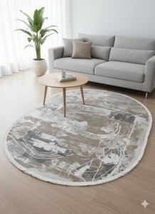 Dywan owalny 240×340cm Ocean Collection Deep Ocean 0143LA kremowo-szary nowoczesny