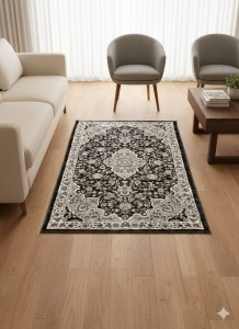 Dywan orientalny GRANADA czarno-kremowy 100×160 cm | Yaren Carpet