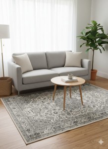 Dywan orientalny GRAMERCY kremowo-szary 100×160cm | elegancki klasyczny wzór