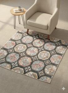 Dywan nowoczesny VALENTIS ANTIA antracytowy 100×100cm | orientalny wzór