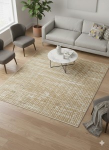 Dywan nowoczesny METIS beżowo-żółty 100×100cm | styl nowoczesny