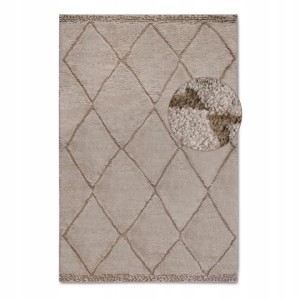 Dywan do salonu 200x280cm, ELLE DECORATION PERROTIN , wycinany wzór 3D, kolor beżowy, wzór boho