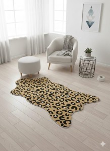 Dywan PANTERKA 100x150 cm żółty leopard miękki skóra zwierzęca styl boho