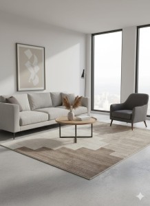 Dywan nowoczesny Ahenk Sample 160x220 cm beżowo-brązowy – geometryczny wzór