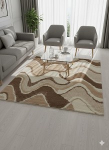 Dywan nowoczesny Ahenk City 160x220 cm beżowo-kremowy – miękki, falisty wzór