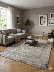 Dywan klasyczny vintage beżowo-szary 160x220 cm – elegancki do salonu i sypialni