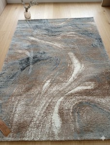 Dywan nowoczesny beżowo-szary 160x220 cm – miękki, marmurkowy wzór, elegancki do salonu
