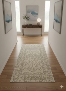 Dywan 100x200 cm beżowy kremowy klasyczny ornament Durlar Pearl 40746H