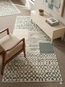 Dywan 100x200 cm beżowo kremowy nowoczesny patchwork Durlar Pearl 40746F