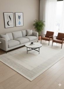 Dywan 200x290 cm kremowy z ramką – nowoczesny, elegancki design
