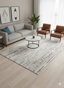 Dywan 200x250 cm biało-szary – nowoczesny wzór przecierany