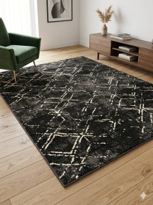 Dywan 240x290 cm czarny – nowoczesny wzór geometryczny LEGACY