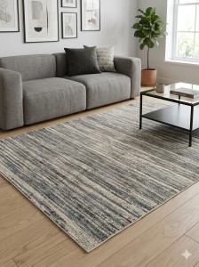Dywan nowoczesny czarno-beżowy 130x190 cm – strukturalny wzór, styl loft / industrial