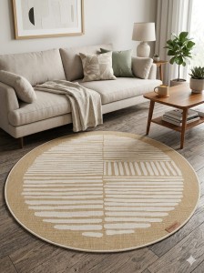 Dywan okrągły 160 cm dwustronny – beżowo-kremowy, geometryczny, Hanse Home Twin Indoor/Outdoor