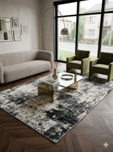 Dywan nowoczesny 160x230 – szary / czarny PLATINUM