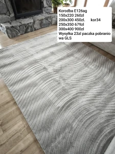 Dywan szary nowoczesny do salonu 250x350cm, tłoczenia 3d, miękki włos 