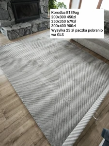 Dywan szary nowoczesny do salonu 250x350cm, tłoczenia 3d, miękki włos 